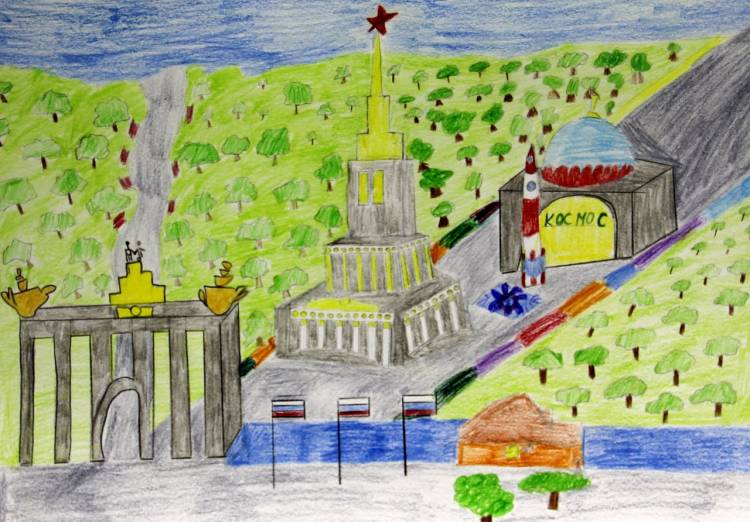 Детский рисунок мой город Алматы