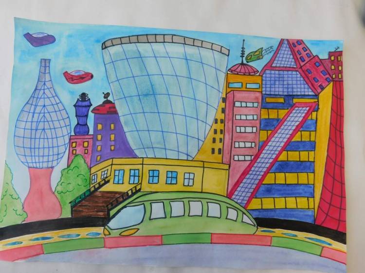Детский рисунок мой город Алматы