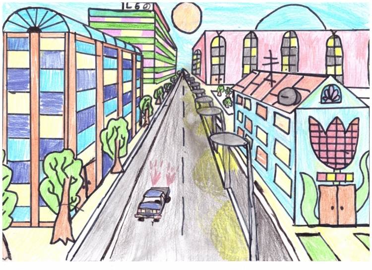 Детский рисунок улицы города