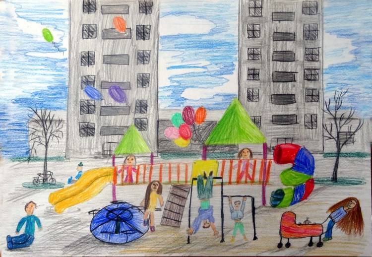 Детский рисунок улицы города