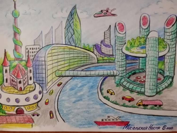 Город будущего детские рисунки