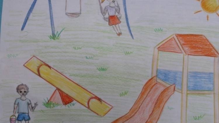 Детская площадка рисунок для срисовки