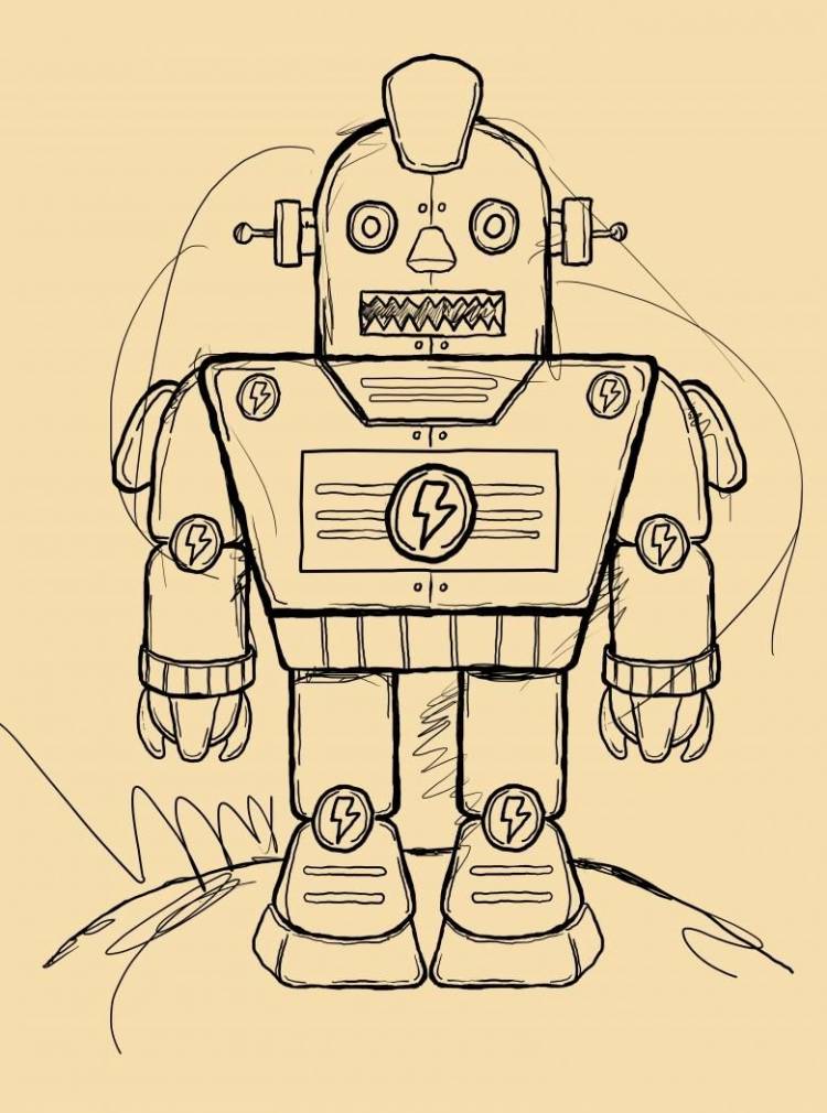 Рисунки роботов для срисовки в цвете