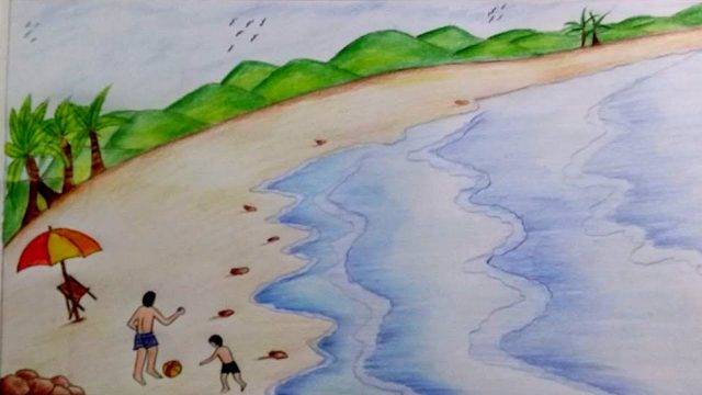 Рисунки моря карандашом для срисовки