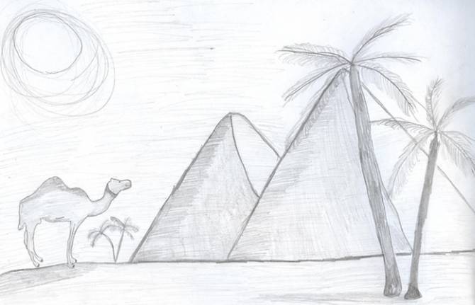 Детские рисунки пирамид в Египте