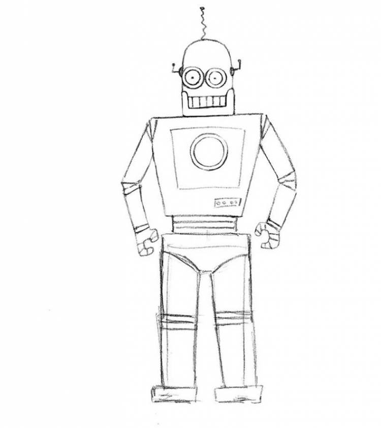 Как нарисовать робота поэтапно карандашом 