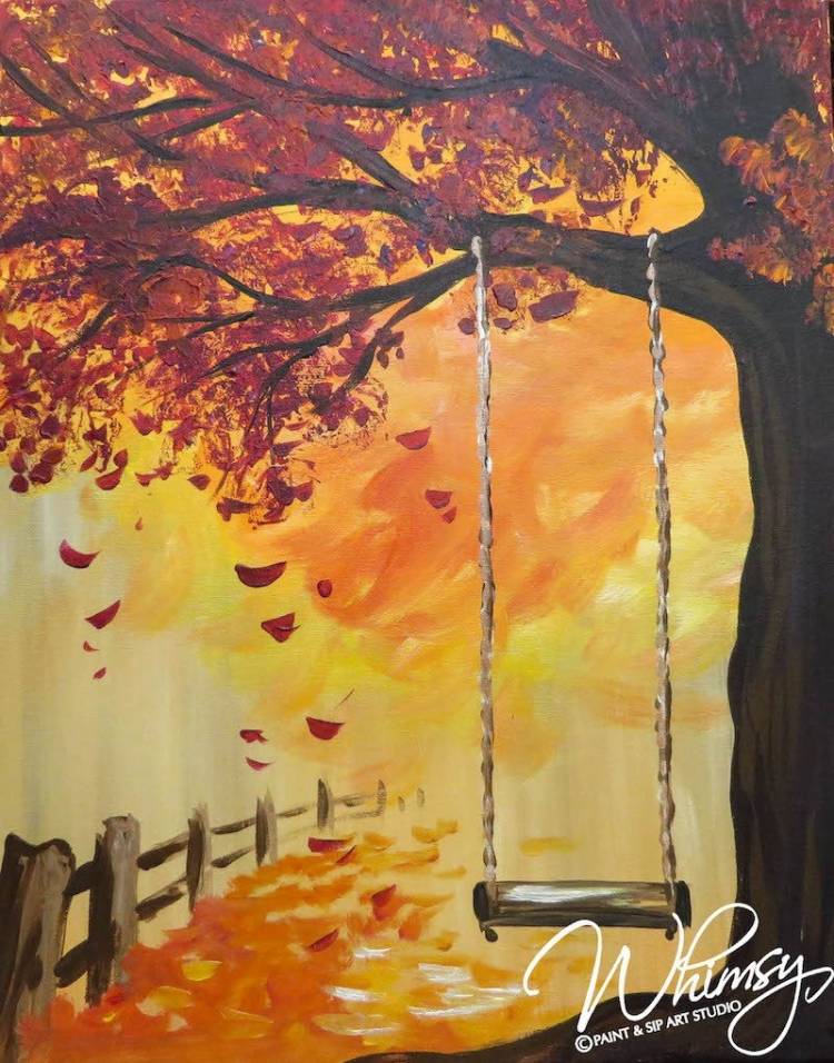 Осенний пейзаж рисунок своими руками