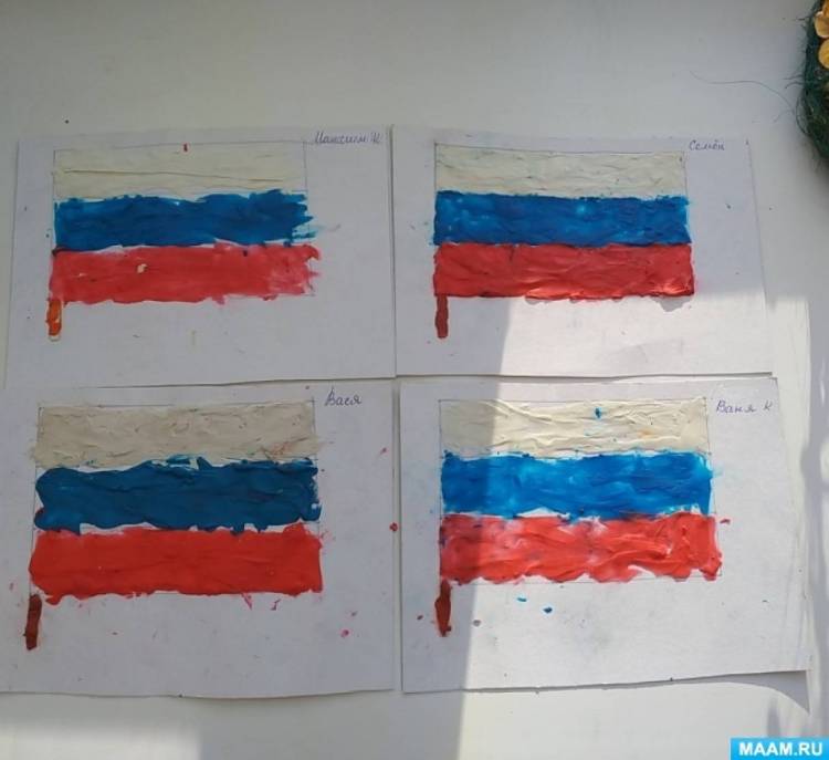 Конспект НОД по лепке в техники пластилинографии «Флаг России» в подготовительной группе 