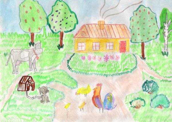Картинки для срисовки лето в деревне 