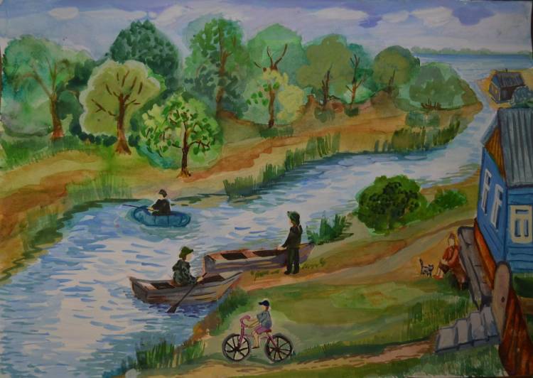 Река Кубань рисунок детский