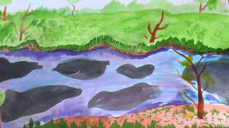 Детский рисунок реки