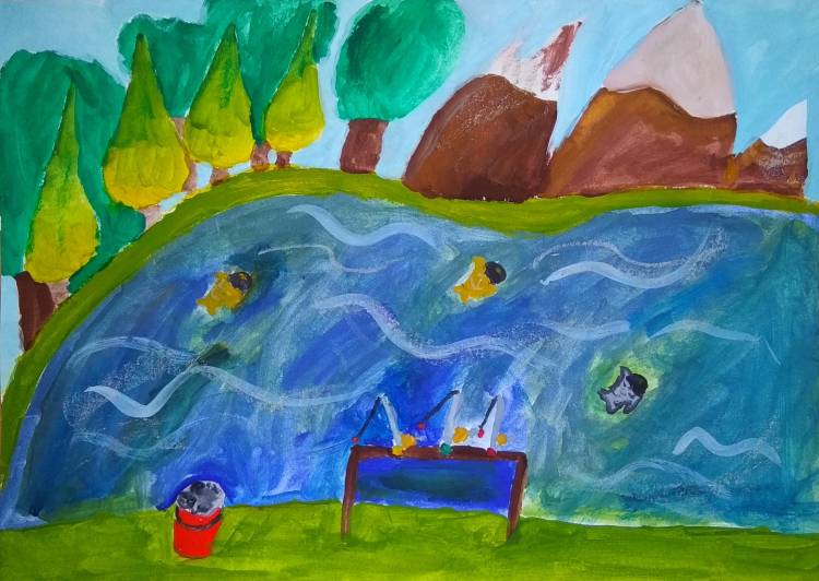 Детский рисунок речка