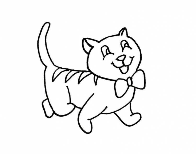 Раскраски Раскраска Рисунок веселого кота домашние животные, Раскраски детские
