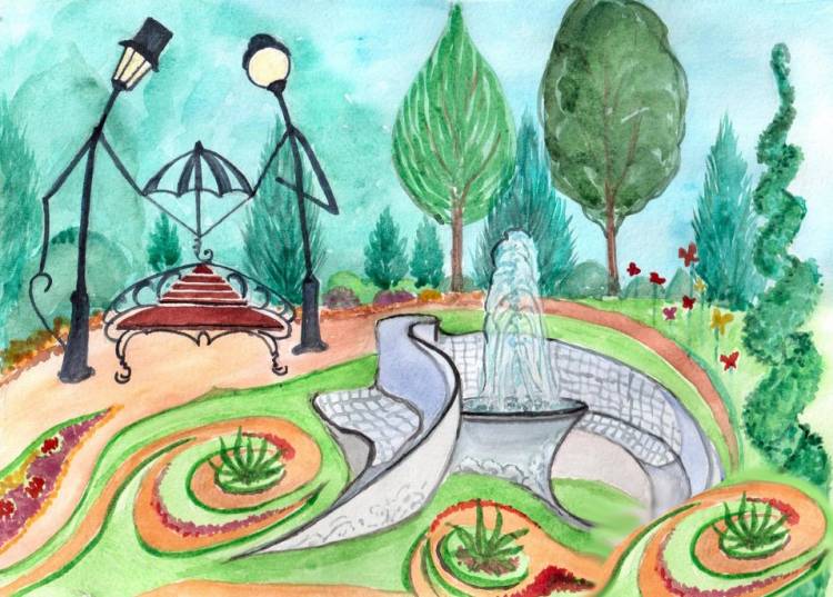 Детские рисунки скверы и парки 