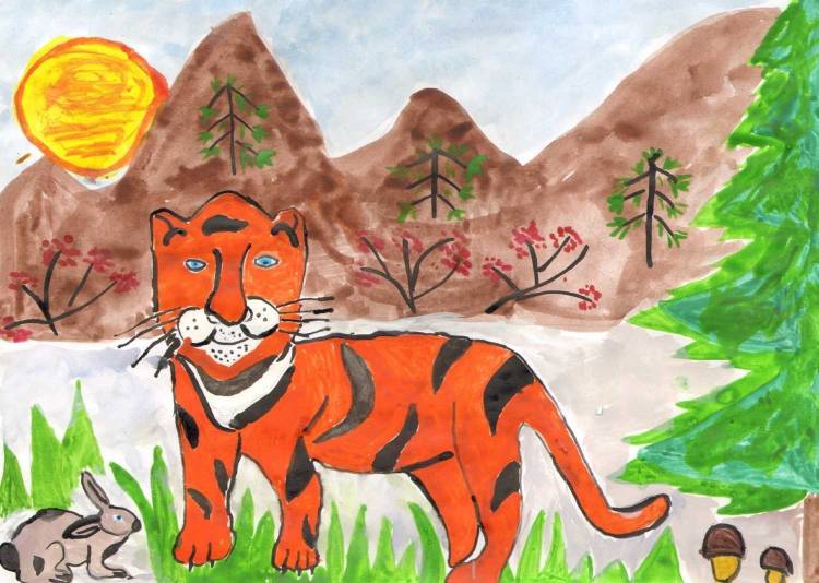 Рисунки детские рисунки тигра
