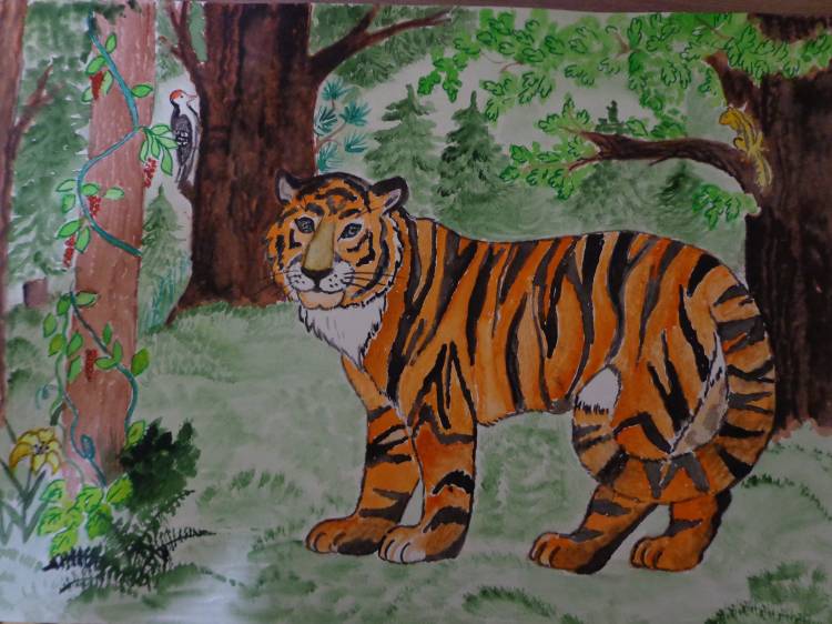 Рисунки детские рисунки тигра