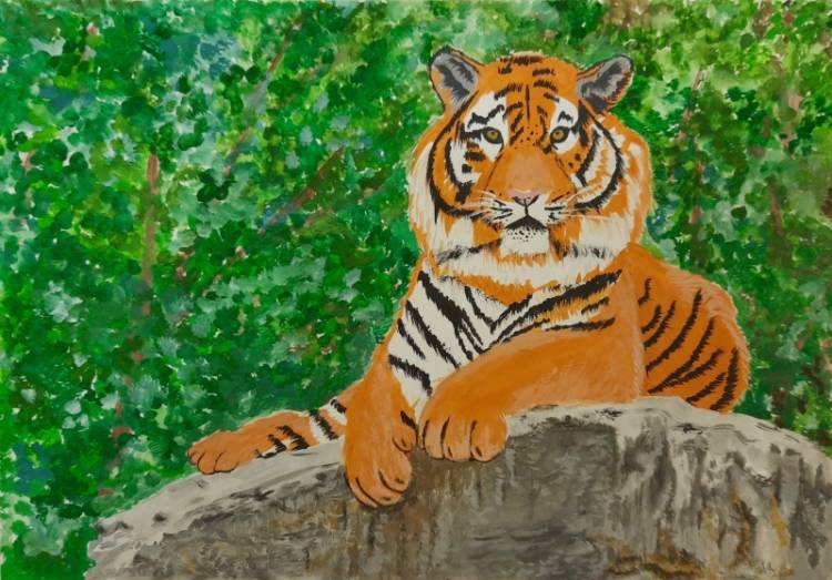 Работа Зинькова Анастасия Николаевна для конкурса Интернет конкурс детского рисунка «Про тигров и тигрят для маленьких ребят»