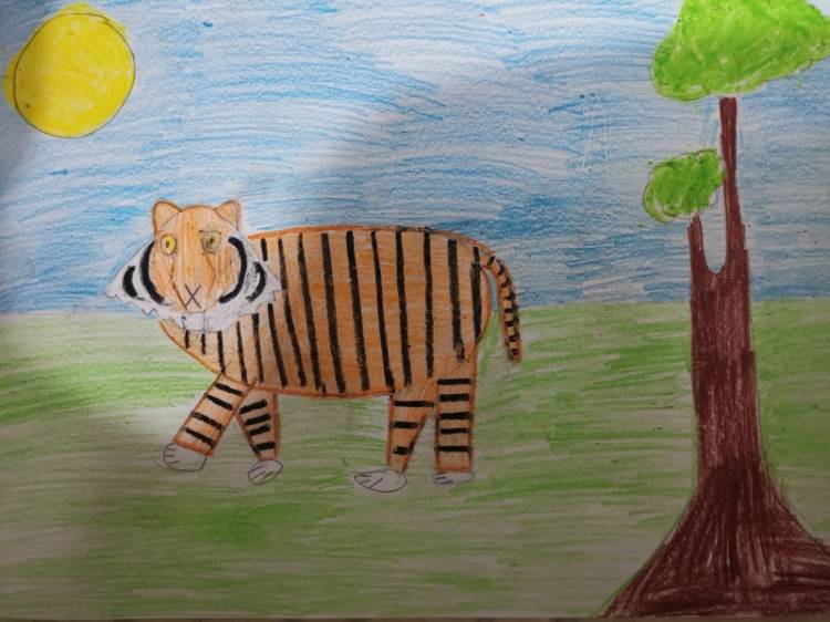 Работа Папирник Виктория для конкурса Интернет конкурс детского рисунка «Про тигров и тигрят для маленьких ребят»