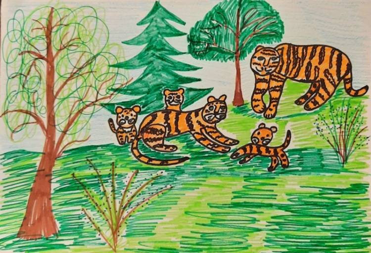 Работа Чеснокова Мария Сергеевна для конкурса Интернет конкурс детского рисунка «Про тигров и тигрят для маленьких ребят»