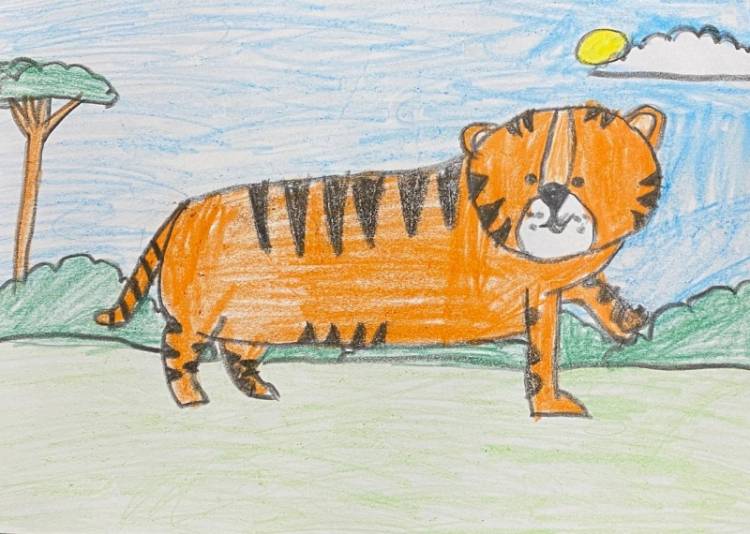 Работа Гаврищук Юлия для конкурса Интернет конкурс детского рисунка «Про тигров и тигрят для маленьких ребят»