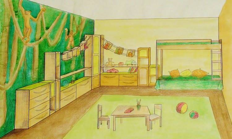 Рисунок детской комнаты, идеи создания индивидуального интерьера