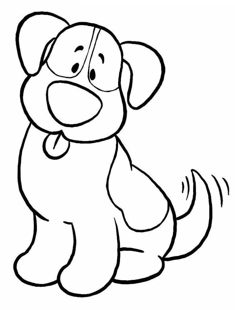 Раскраски Раскраска Рисунок собака веляет хвостом домашние животные, Раскраски детские