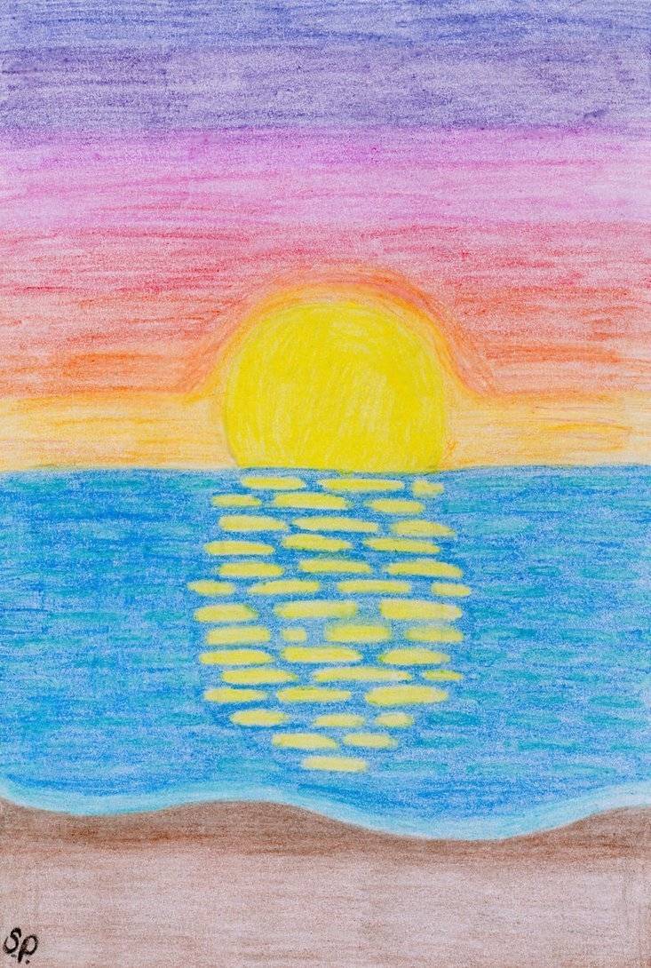 Закат солнца рисунок карандашом