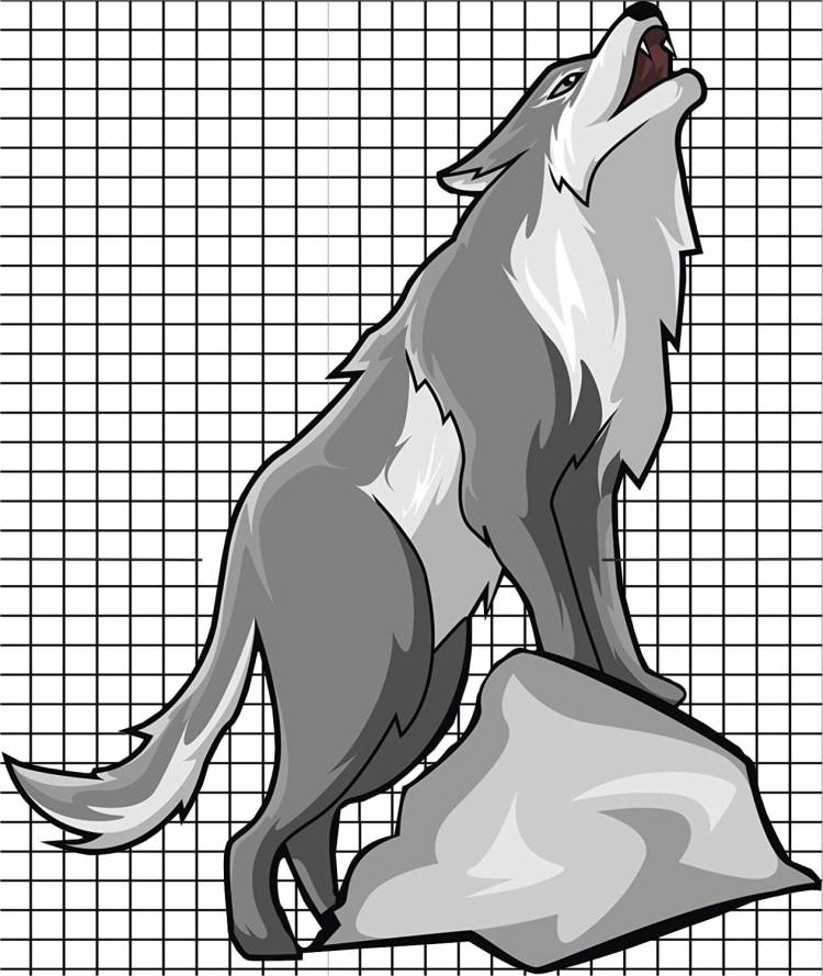 Мультяшный нарисованный волк