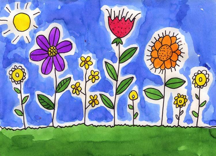 Детские рисунки цветы