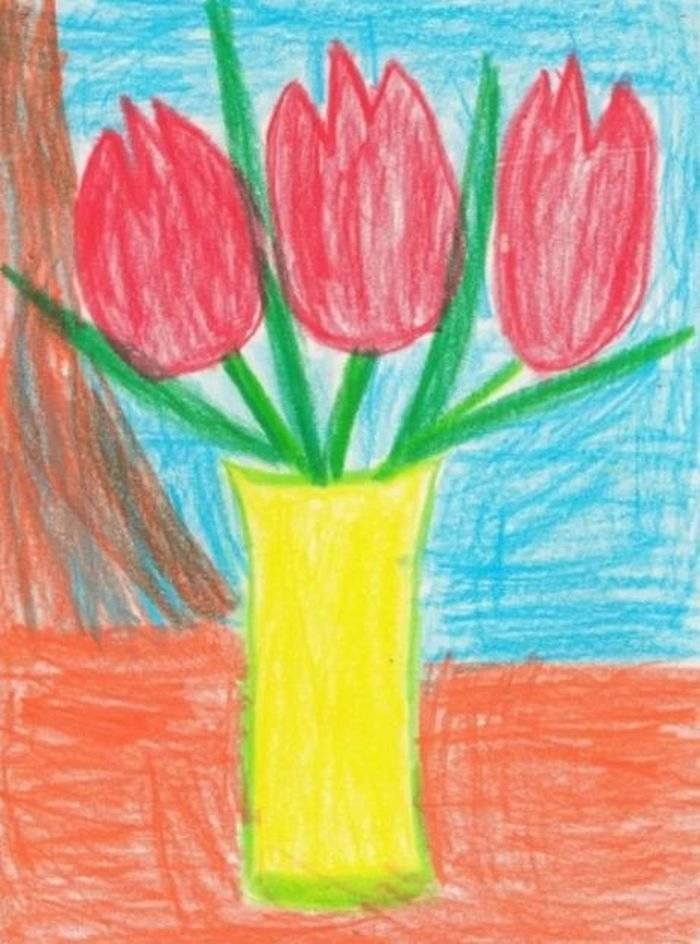 Цветы для мамы детские рисунки 