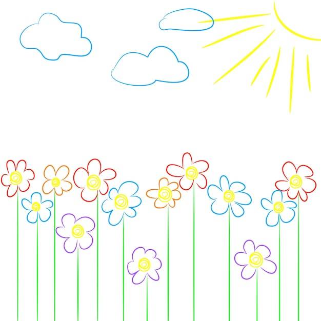 Детский рисунок цветы Изображения