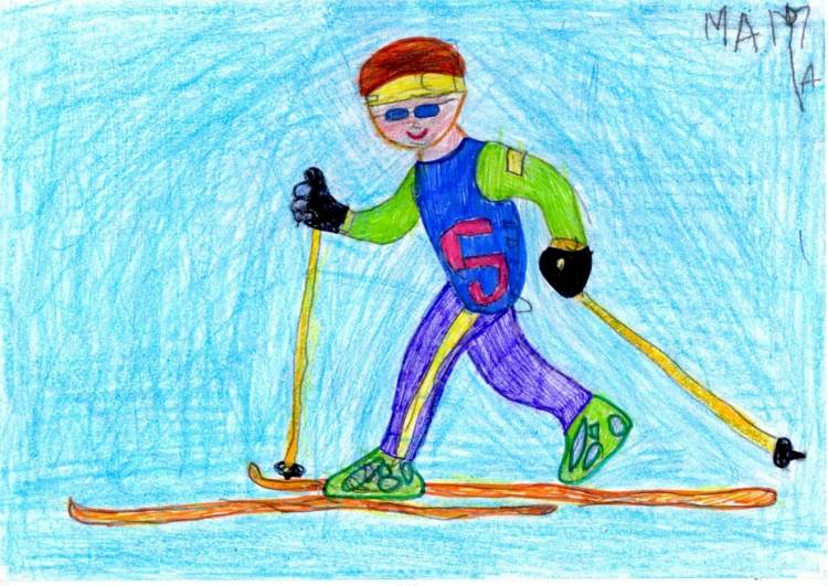 Детские рисунки лыжников