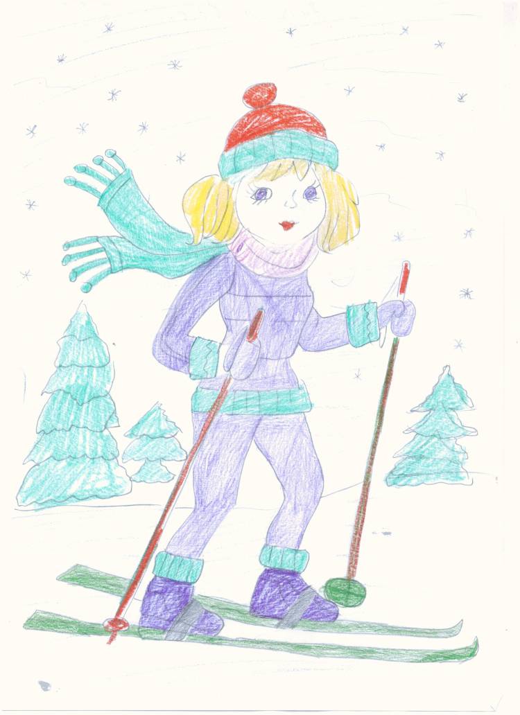 Простой рисунок лыжника