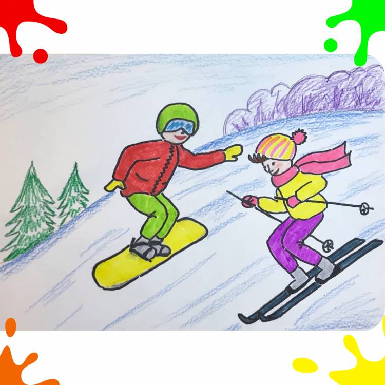Лыжник рисунок