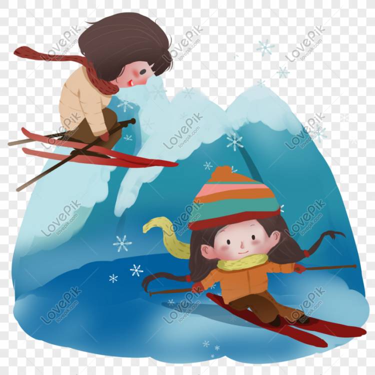 Xiaohan дети на лыжах зимой детей иллюстрация изображение_Фото номер