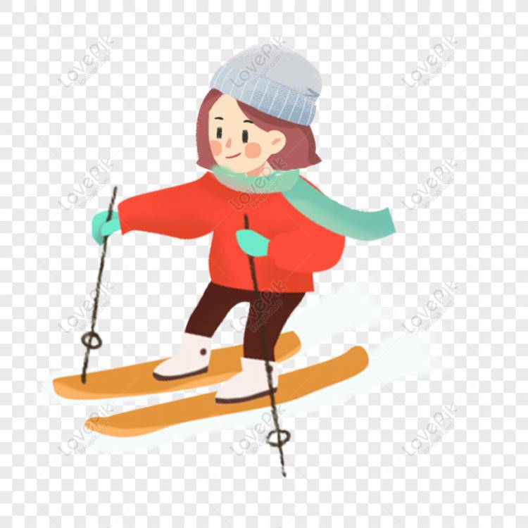 свободно Симпатичная девушка на лыжах PNG amp; PSD изображения скачать _ размер