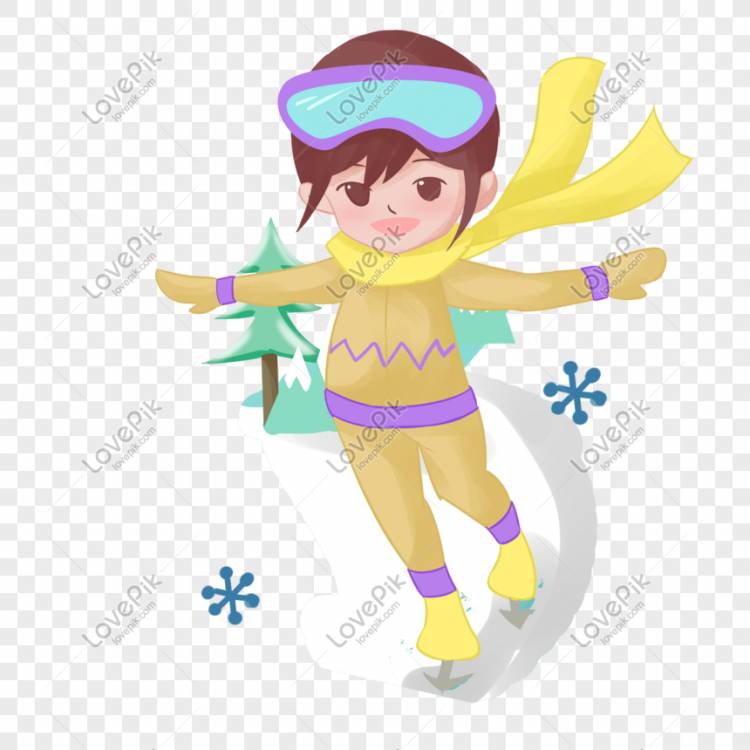 Маленькая девочка рука рисунок дизайн для катания на лыжах изображение_Фото номер