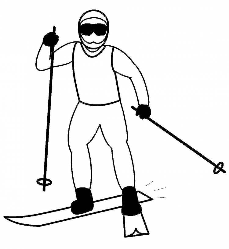 Лыжник рисунок поэтапно