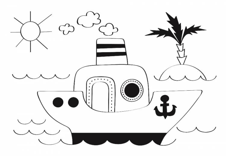 Скачать бесплатно детскую картинку для выжигания Кораблик на сайте производителя Десятое королевство