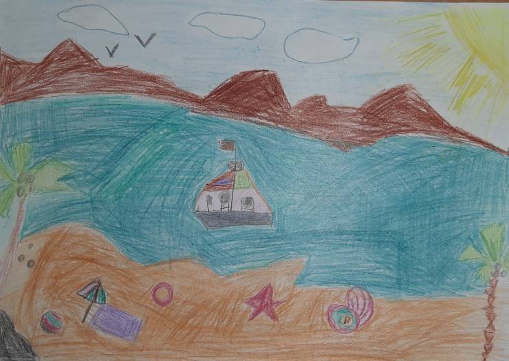 Рисунок цветными мелками «Кораблик»
