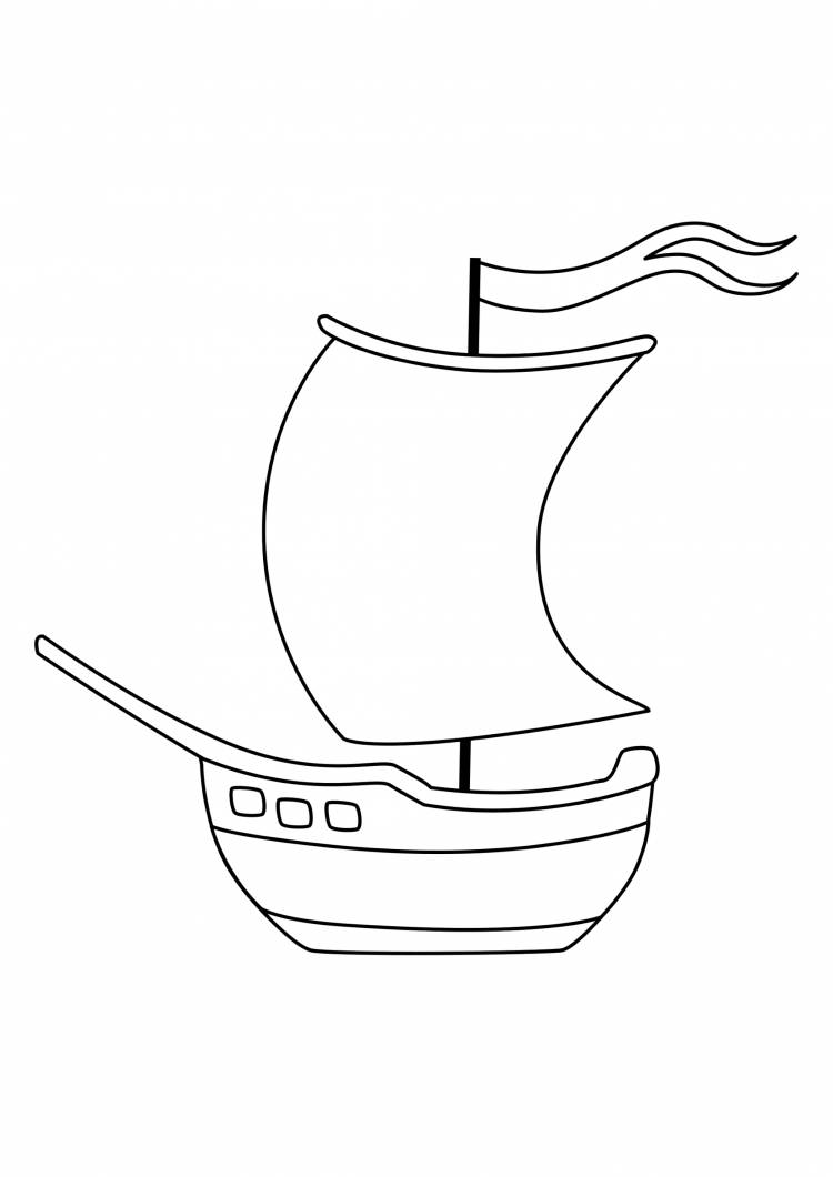 Раскраска «Парусный кораблик с флагом»