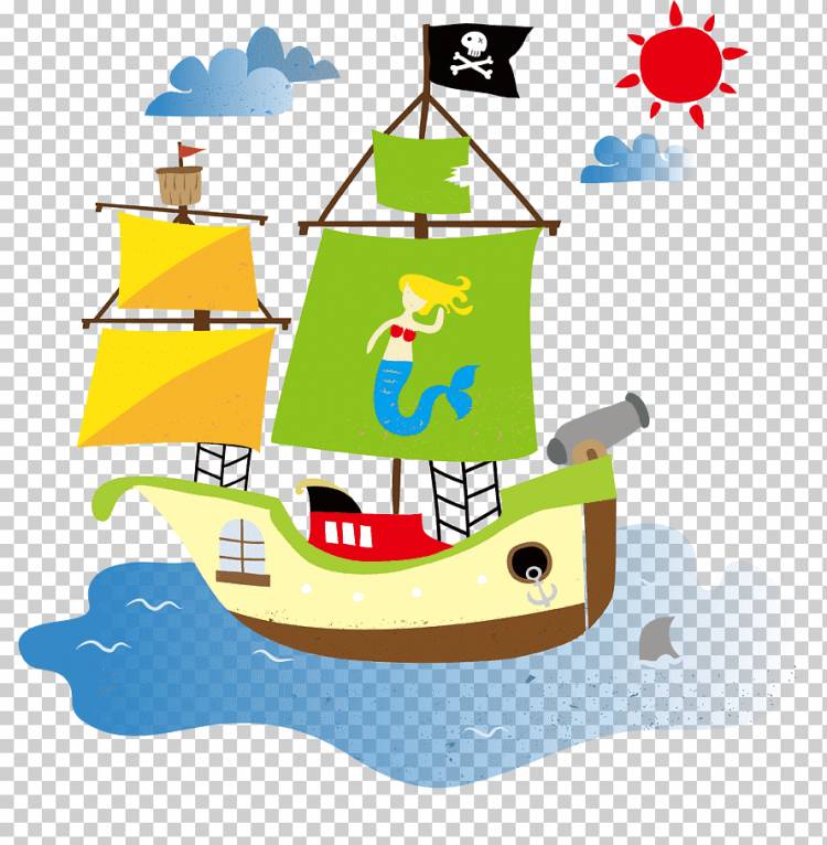Мультфильм рисунок лодка, мультфильм корабль, мультипликационный персонаж, пиратство, мультфильмы png