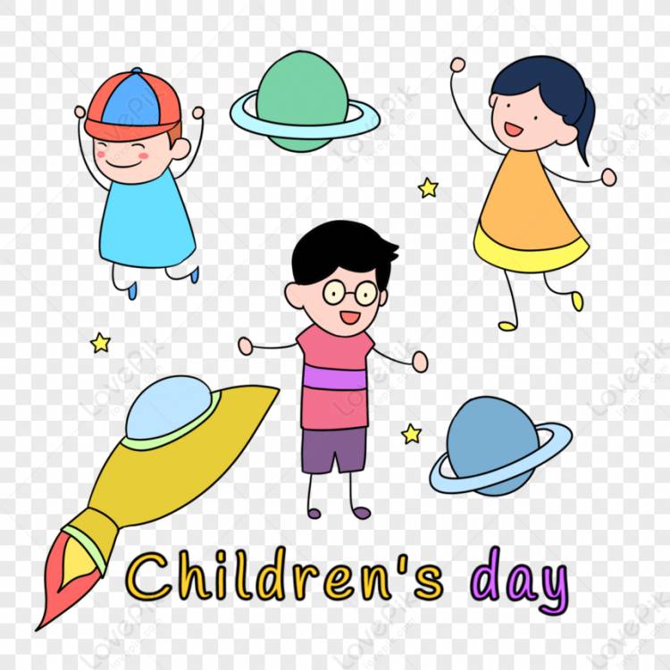 Международный детский день мультфильм каракули фестиваль рисует космический корабль,международный день,каракули линии изображение_Фото номер