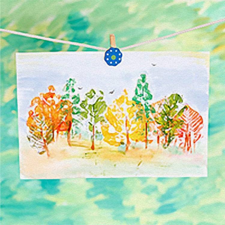 Рисуем осенний пейзаж с детьми листьями
