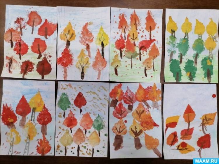 Фотоотчет «Рисуем листьями осенний пейзаж» к Дню отпечатков листьев на МAAM» 