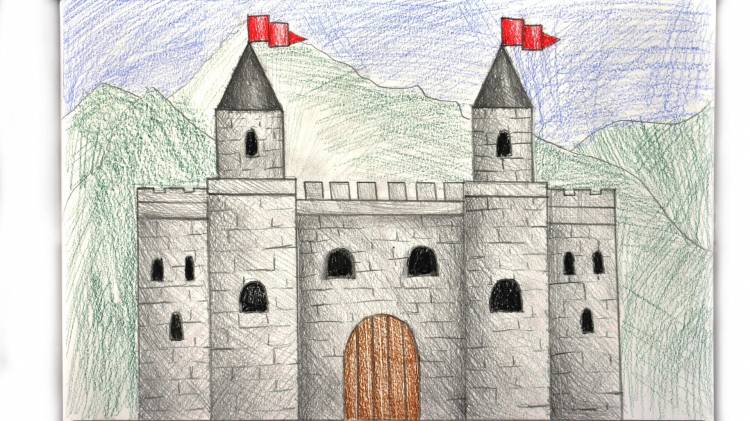 Рисунок старинного замка