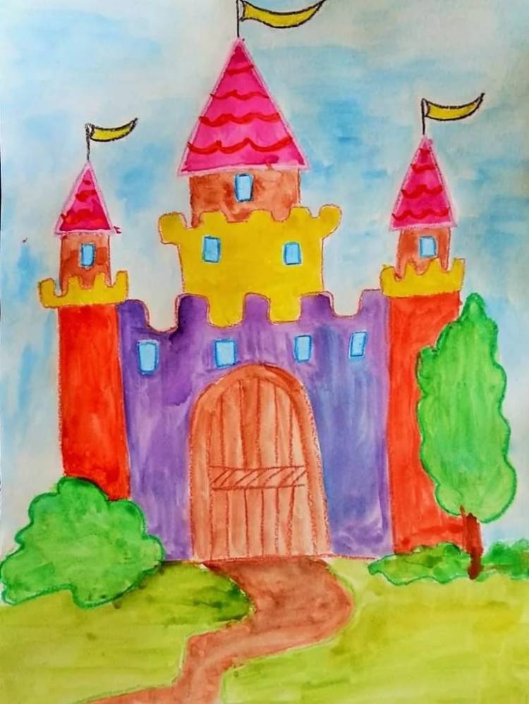 Детские рисунки сказочный замок 