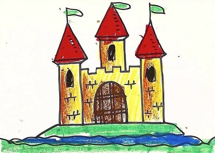 Рисунок замка карандашом для детей