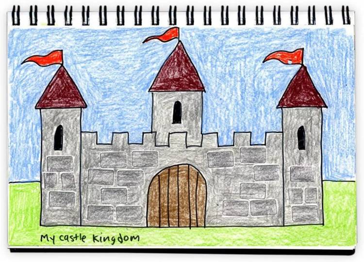 Рыцарский замок детский рисунок 