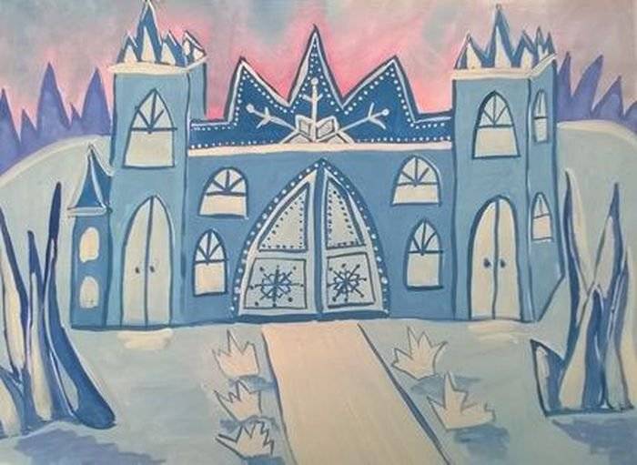 Рисунок замок снежной королевы детский 